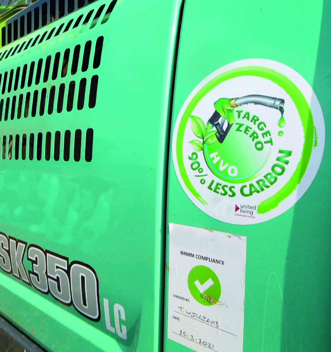 50% less carbon target sticker