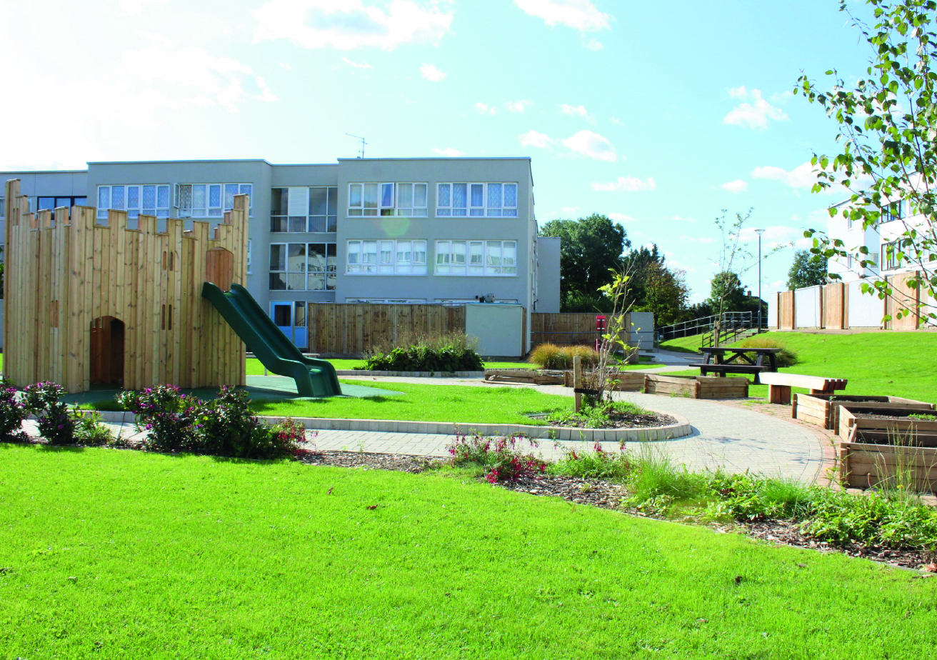 regenerated housing and garden play area