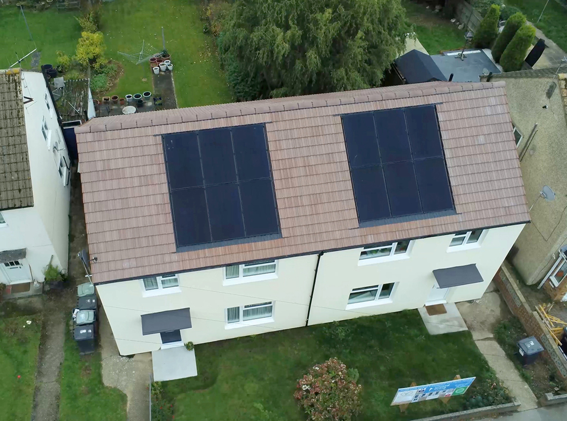 home newly retrofitted with solar panels