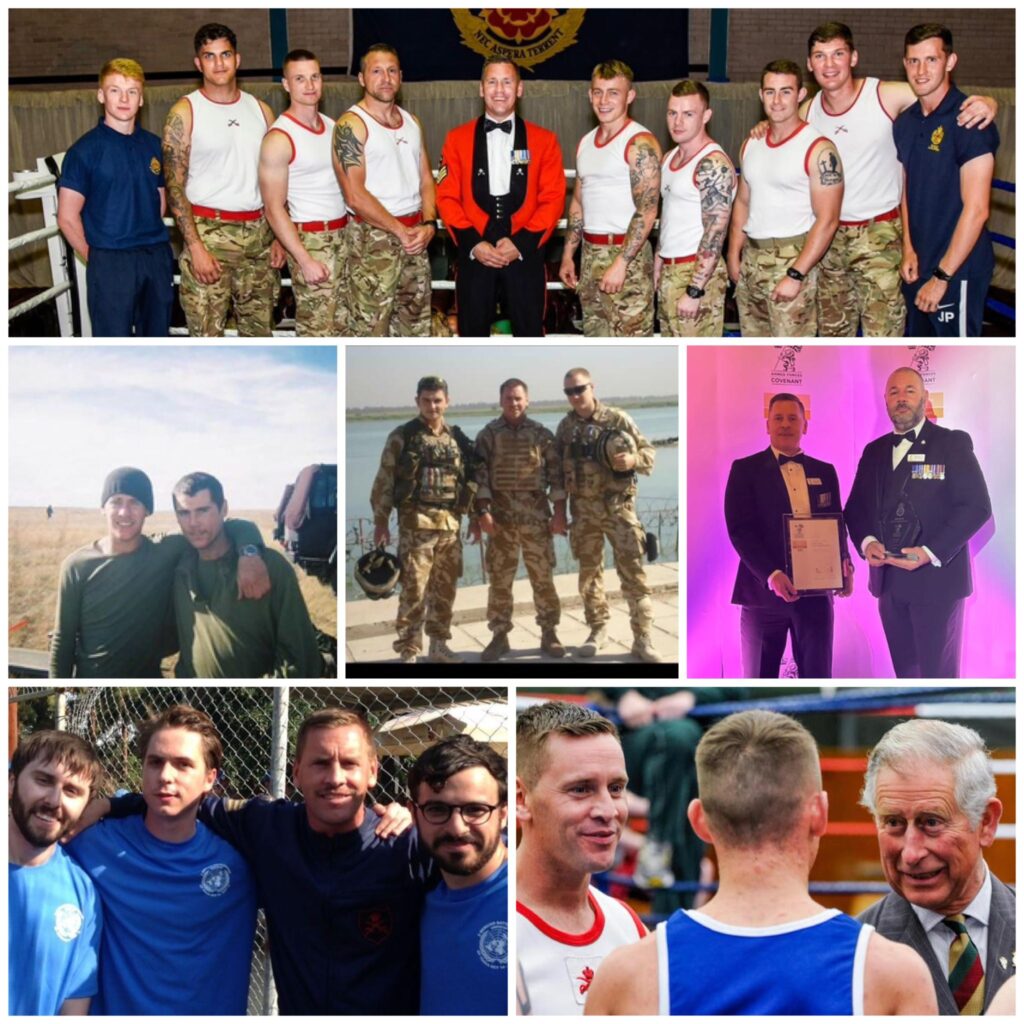 compilation of photos of Mick Corkhills career in the army